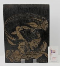 “SIDHE” carved woodblock c.1900. Art Nouveau style.