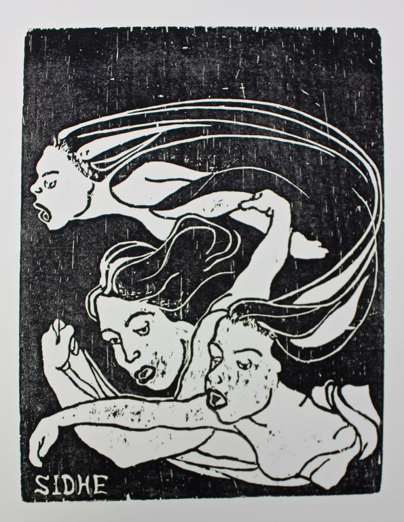 “SIDHE” carved woodblock c.1900. Art Nouveau style. - Click Image to Close