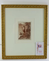 Framed Collin etching c. 1895. L’angoisse d’amour