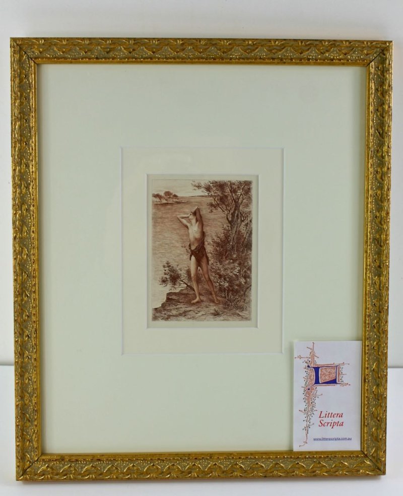 Framed Collin etching c. 1895. L’angoisse d’amour - Click Image to Close
