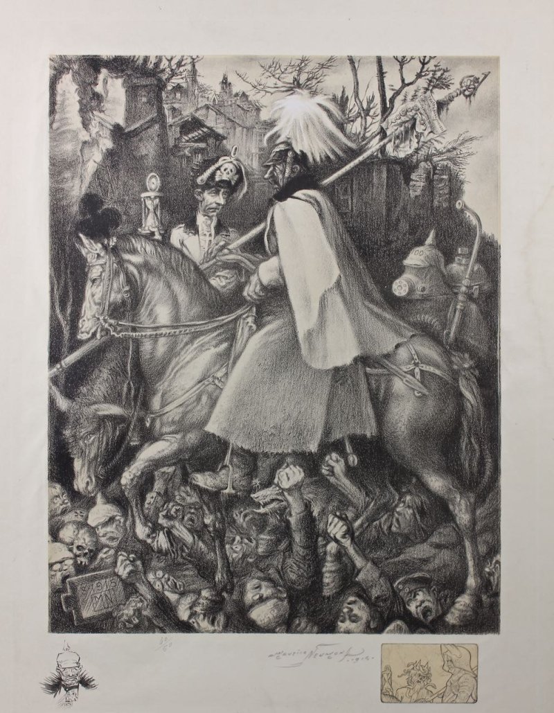 World War 1 French propaganda art based on Dürer engraving - Click Image to Close