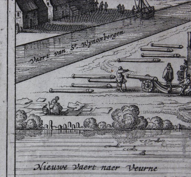 Panoramic Map of Dunkirk, Flanders/France, Blau & Sanderus, 1652. - Click Image to Close