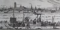 Panoramic Map of Dunkirk, Flanders/France, Blau & Sanderus, 1652.