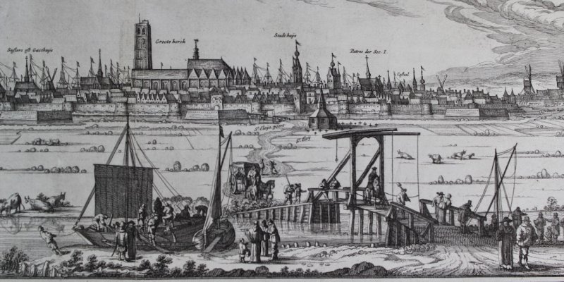 Panoramic Map of Dunkirk, Flanders/France, Blau & Sanderus, 1652. - Click Image to Close