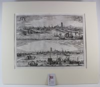 Panoramic Map of Dunkirk, Flanders/France, Blau & Sanderus, 1652.