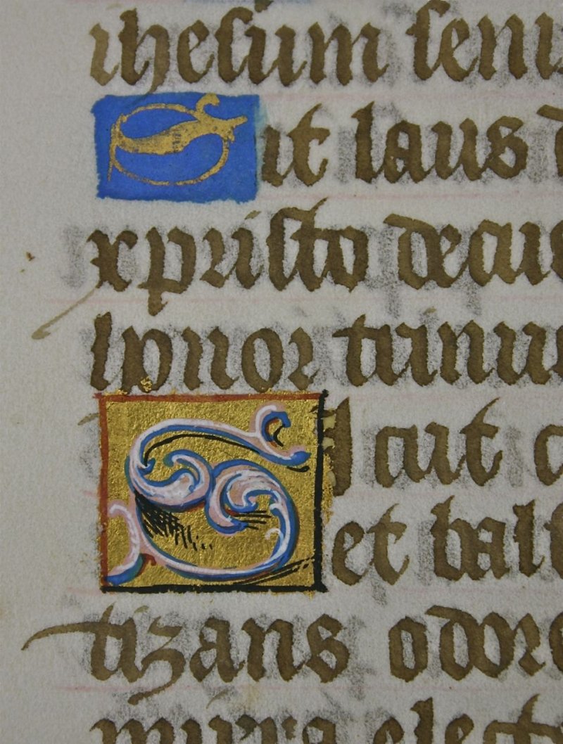 Finely detailed initials in a late Book of Hours - Click Image to Close