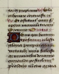 Saint Christopher prayer and antiphon. c. 1490 Hours leaf.