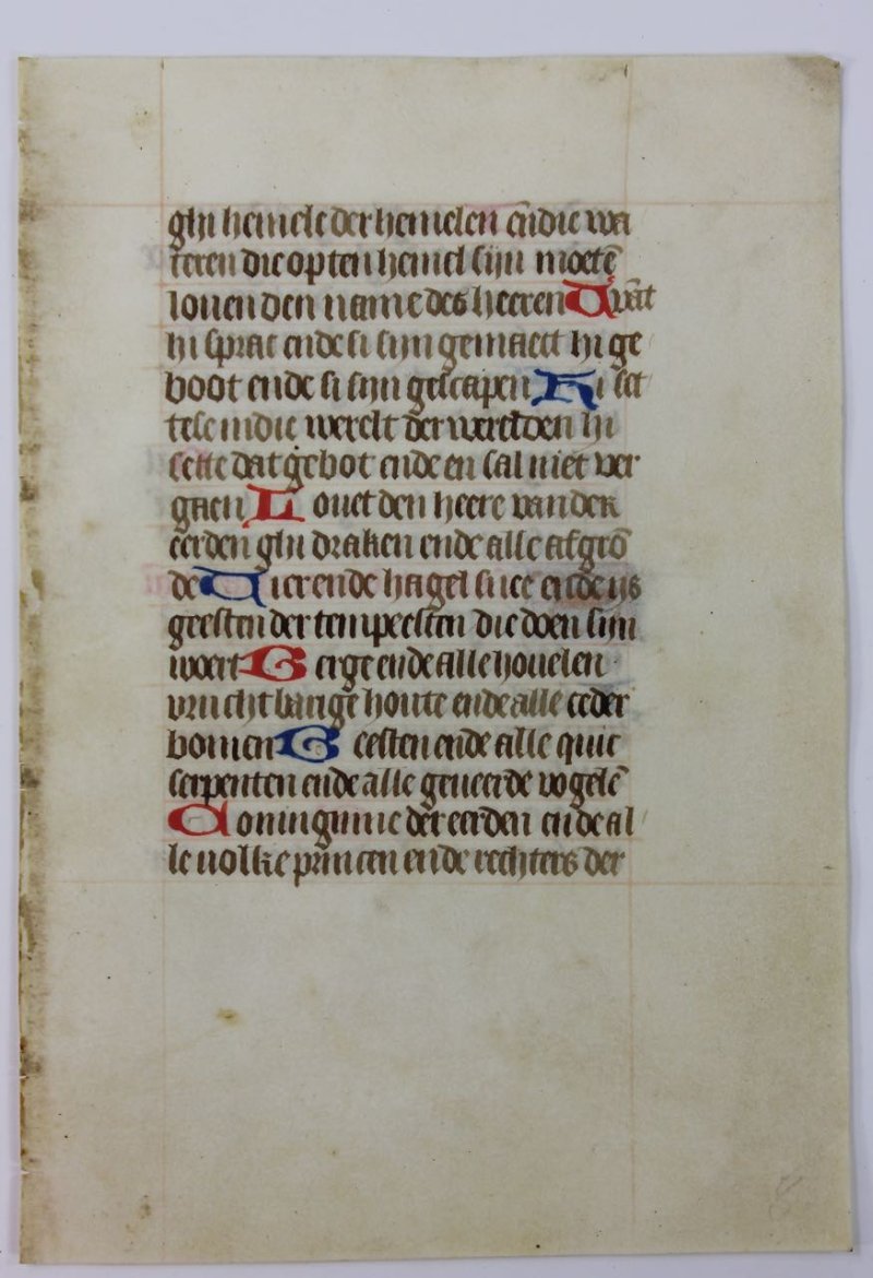 Dutch language Hours illuminated manuscript leaf - Click Image to Close