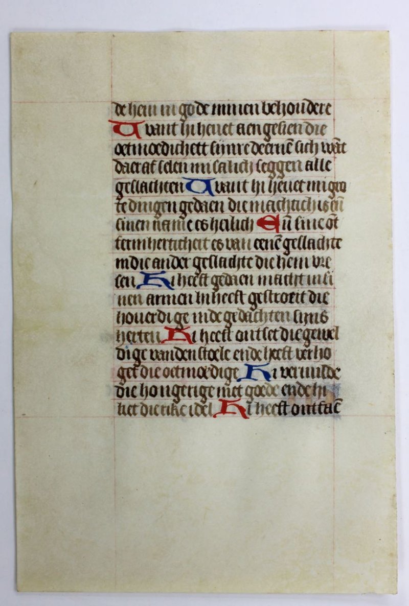 Dutch language Book of Hours illuminated leaf, c.1475 - Click Image to Close