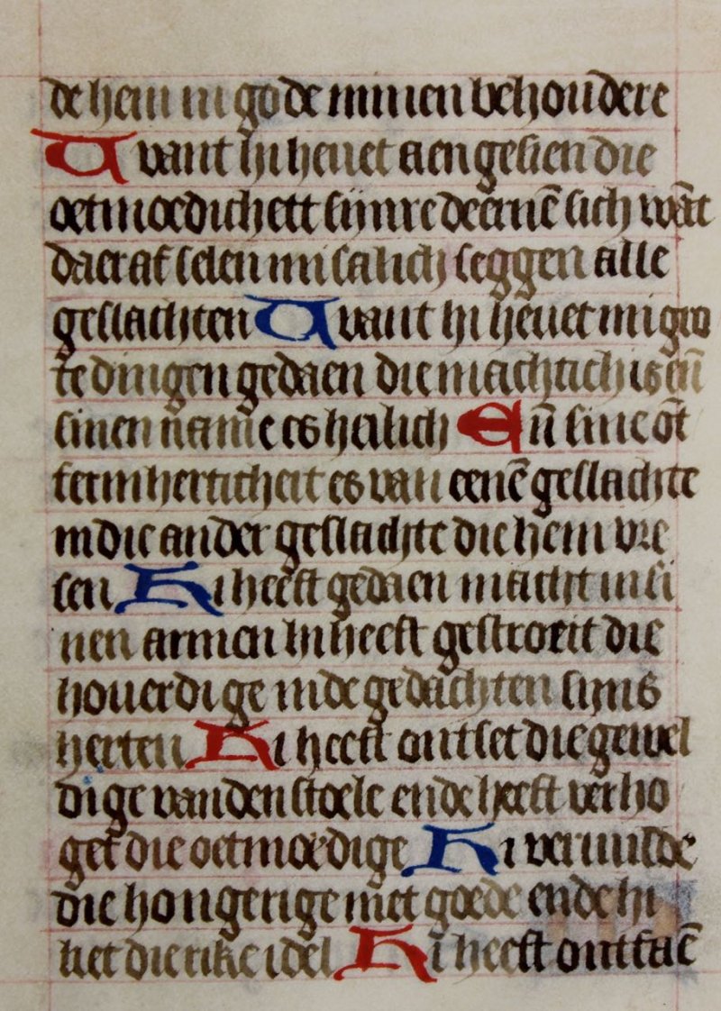 Dutch language Book of Hours illuminated leaf, c.1475 - Click Image to Close