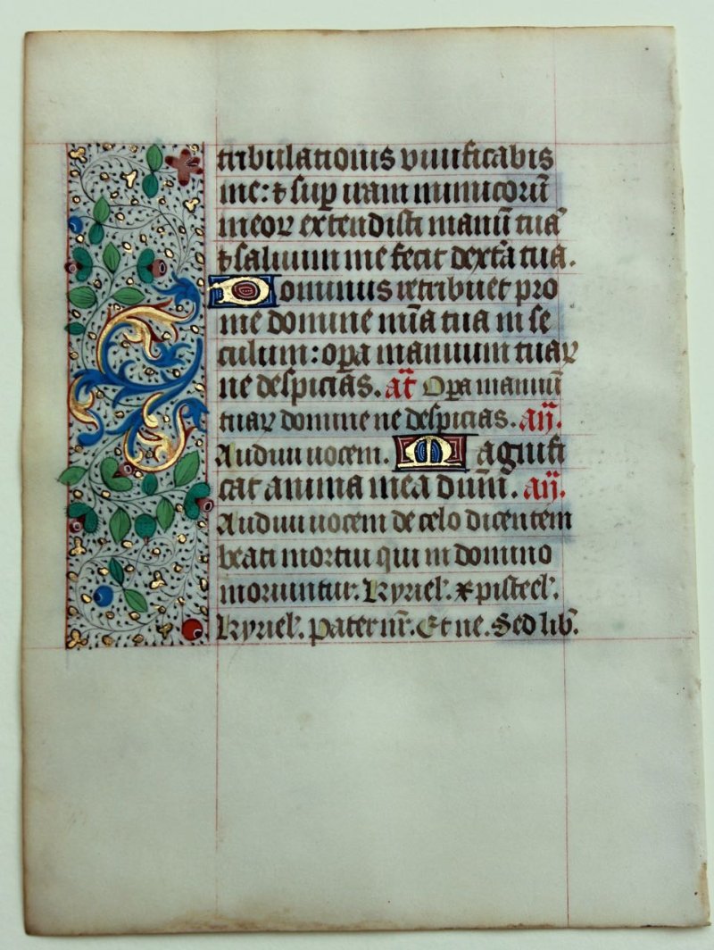 Parisian Book of Hours illuminated leaf c.1465 - Click Image to Close