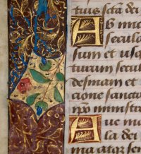 Elaborate foliate panels, beloved hymn, Hours leaf, c.1490.