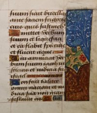 Elaborate foliate panels, beloved hymn, Hours leaf, c.1490.