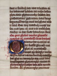 Dutch language m/s leaf c.1475. Gold initial.