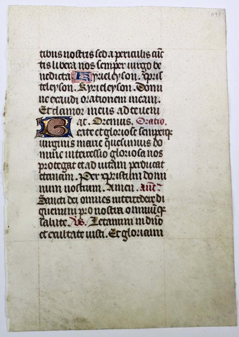 Quality illuminations, calligraphy and vellum. c.1475 Hours leaf - Click Image to Close