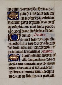 Quality illuminations, calligraphy and vellum. c.1475 Hours leaf