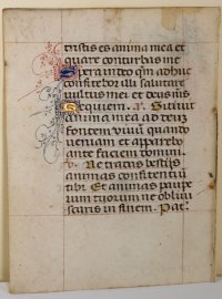 Intricate Flemish penwork. Hours leaf, Flanders, c.1450.