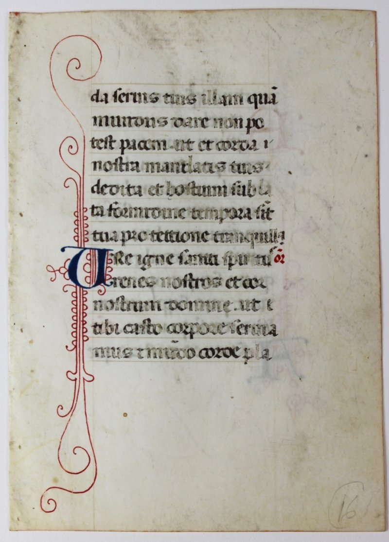 Delightful, assured penwork. Book of Hours leaf, c.1460. - Click Image to Close