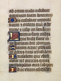 Gilded initials, Book of Hours leaf. c.1450, France.