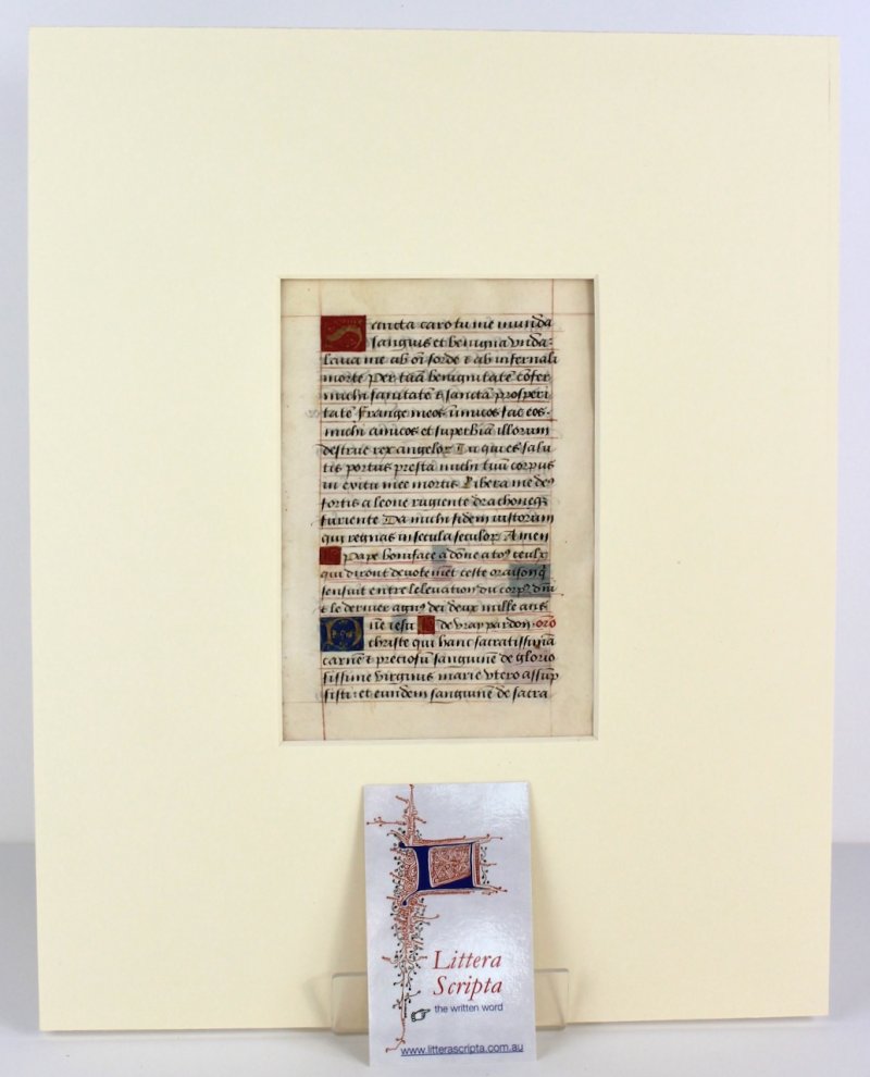 Rare Book of Hours manuscript leaf, c.1500, France. - Click Image to Close