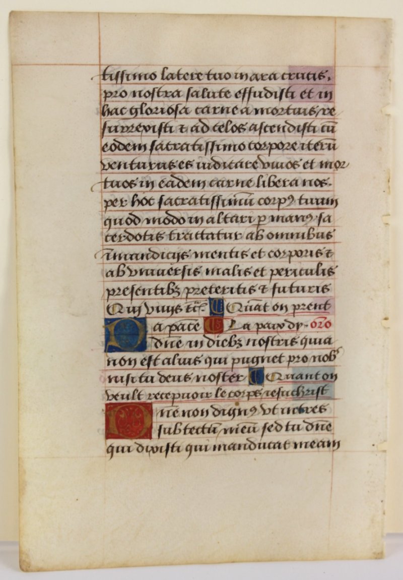 Rare Book of Hours manuscript leaf, c.1500, France. - Click Image to Close