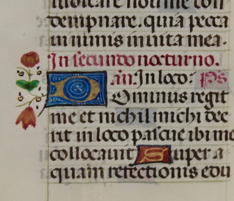 Tiny illuminated leaf from a medieval lady's Book of Hours. France, c.1475. - Click Image to Close