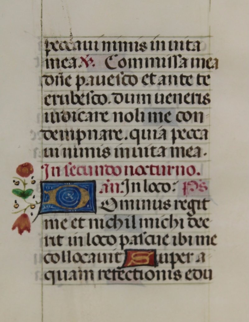Tiny illuminated leaf from a medieval lady's Book of Hours. France, c.1475. - Click Image to Close
