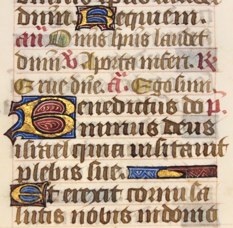The Song of Zachariah. Medieval Book of Hours leaf, c.1480. - Click Image to Close