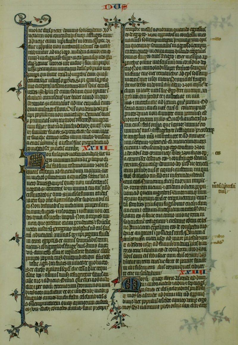 Manuscript Lectern Bible leaf, c.1300 - Click Image to Close