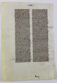 Tiny French manuscript Bible leaf, c. 1250.