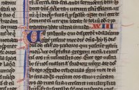Manuscript leaf, Parisian ”Pocket Bible”, c.1250 with a scribal correction.