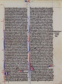Manuscript leaf, Parisian ”Pocket Bible”, c.1250 with a scribal correction.