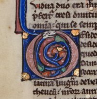 Prologue to Genesis with an Ouroboros in the illuminated initial. Paris, c.1250.
