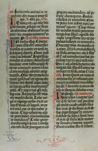 Manuscript vellum Missal leaf, c.1475. Comic marginalia.