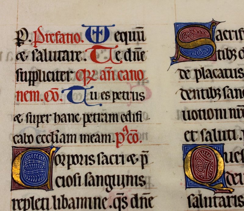 Large, very decorative Missal Leaf. c. 1425 - Click Image to Close
