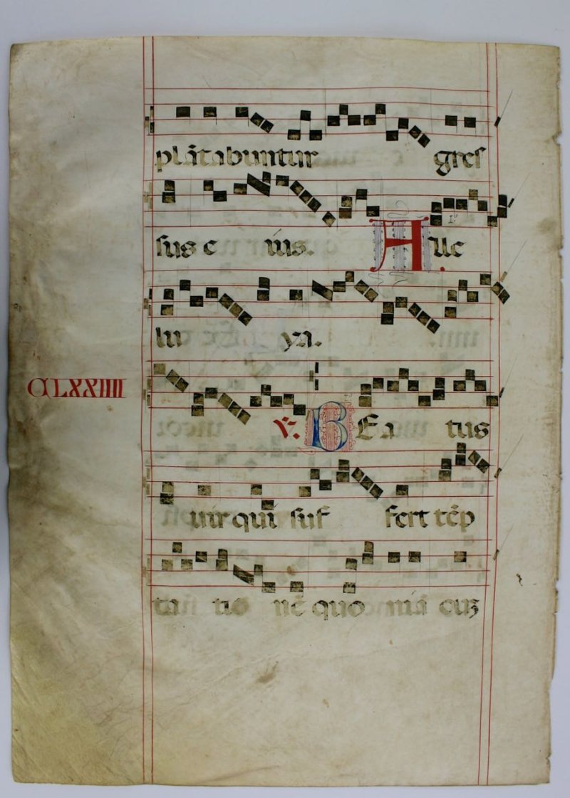 Large Spanish Gregorian chant leaf, c. 1525 - Click Image to Close