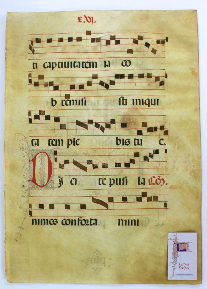 SOLD Large Illuminated Gregorian chant leaf, c. 1500 - Click Image to Close