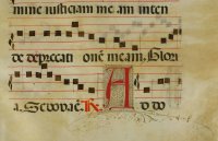 Intricate illuminations. Liturgical chant leaf, c. 1500
