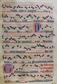 Liturgical chant with accomplished penwork initials. 1575.