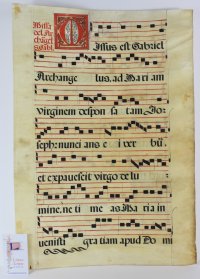 “The Angel Gabriel was sent to Mary…” Gregorian Chant leaf, c.1600, Spain.
