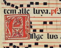 Antiphon for the Annunciation to the Shepherds. Gregorian Chant leaf, c.1600, Spain.