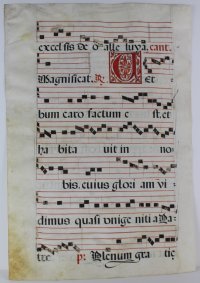 Antiphon for Christmas Day. Gregorian Chant leaf, c.1600, Spain.