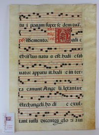 Antiphon for Christmas Day. Gregorian Chant leaf, c.1600, Spain.