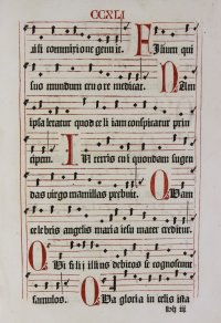 Hufnagel neumes notation. Incunable liturgical chant leaf, c.1498