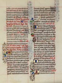 M/S Breviary leaf, c. 1475 with jewel-like initials.