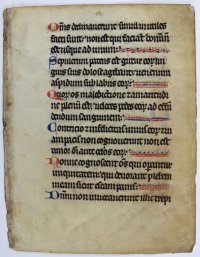 Early manuscript Psalter leaf, c. 1275. N. France/Flanders.