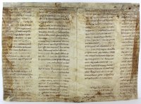 SOLD A remarkable manuscript bifolium from the turn of the twelfth century. Gregory the Great’s letters in a clear, precise Carolingian script.