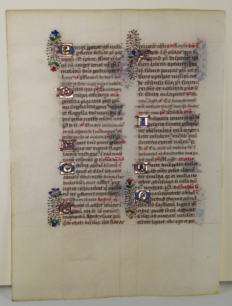 Manuscript Breviary leaf, c. 1475 with jewel-like illuminated initials. - Click Image to Close