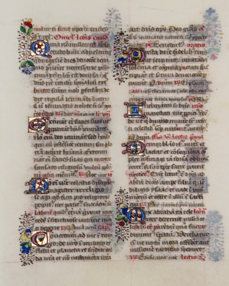 Manuscript Breviary leaf, c. 1475 with jewel-like illuminated initials. - Click Image to Close