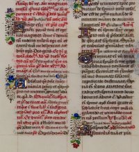 Pristine condition. Manuscript Breviary leaf, c. 1475 with jewel-like illuminated initials.